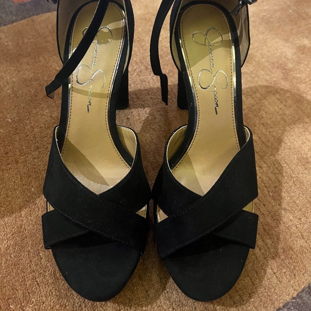 Jessica Simpson Classic Black Peep-Toe Heels, Size 8